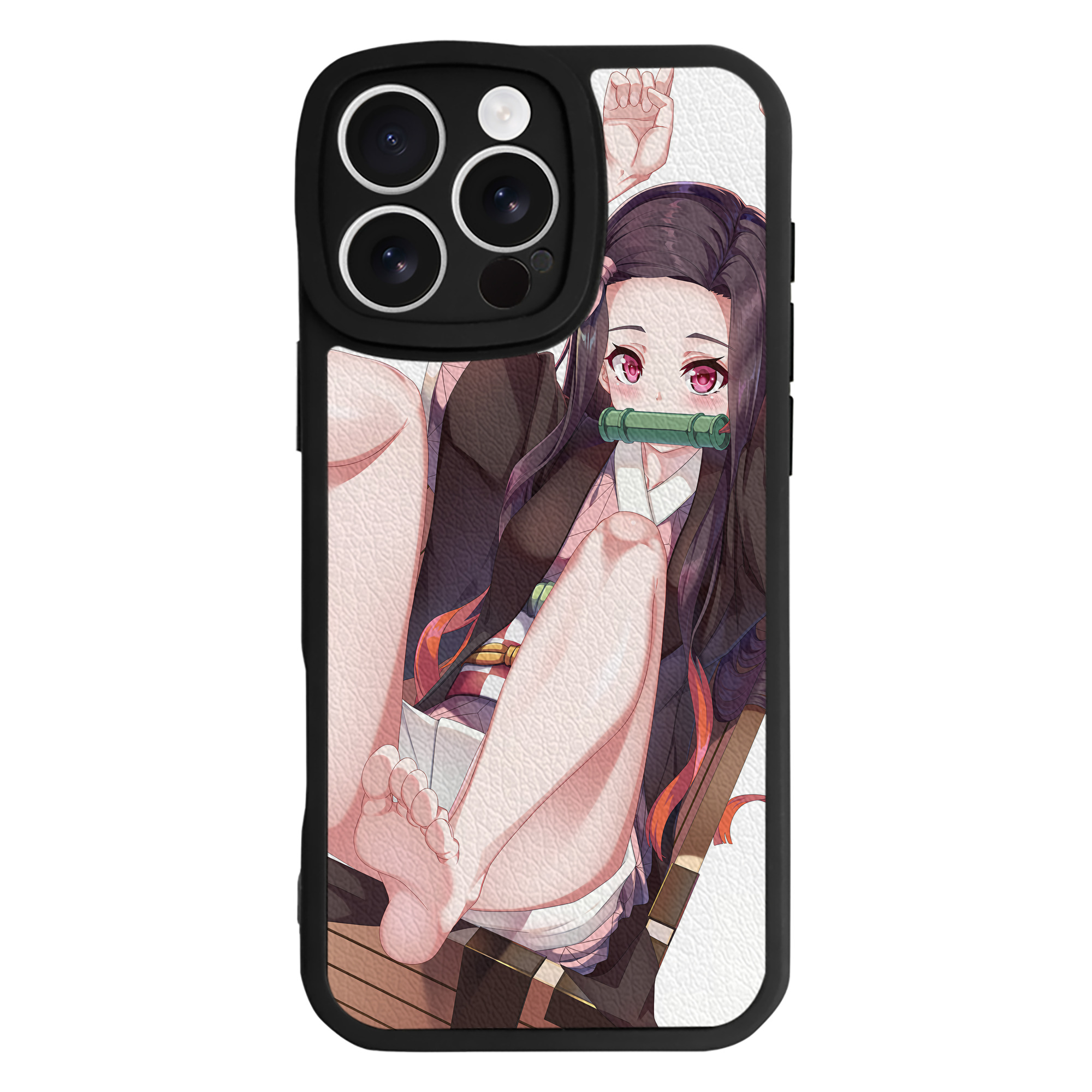 （画像用） 鬼滅の刃（きめつのやいば）竈門 禰󠄀豆子／かまど ねずこ Kamado Nezuko 【iPhone 16シリーズ対応】シリコンスマホケース（レザー調） 材質：シリコン